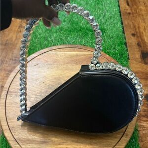 Elegant Black Crystal-Embellished Women's Bag